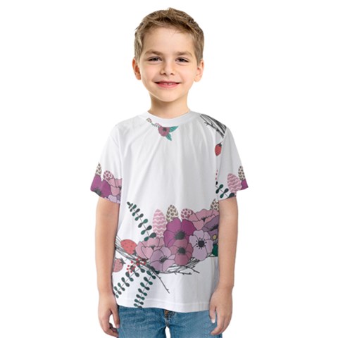 Flowers Twig Corolla Wreath Lease Kids  Sport Mesh Tee by Nexatart