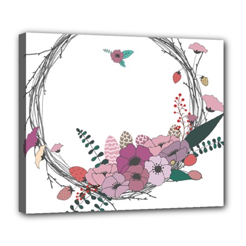 Flowers Twig Corolla Wreath Lease Deluxe Canvas 24  X 20   by Nexatart