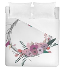 Flowers Twig Corolla Wreath Lease Duvet Cover (queen Size) by Nexatart