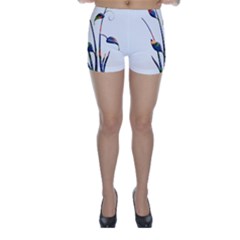 Flora Abstract Scrolls Batik Design Skinny Shorts