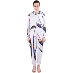 Flora Abstract Scrolls Batik Design Hooded Jumpsuit (ladies)  by Nexatart