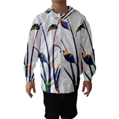 Flora Abstract Scrolls Batik Design Hooded Wind Breaker (kids) by Nexatart