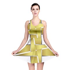 Logo Cross Golden Metal Glossy Reversible Skater Dress