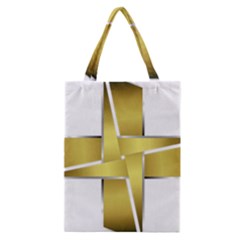 Logo Cross Golden Metal Glossy Classic Tote Bag