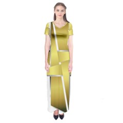 Logo Cross Golden Metal Glossy Short Sleeve Maxi Dress