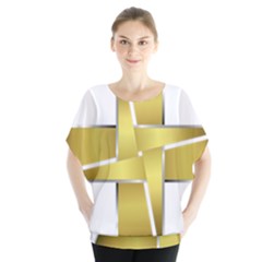 Logo Cross Golden Metal Glossy Blouse