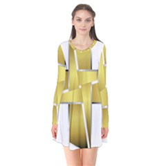 Logo Cross Golden Metal Glossy Flare Dress by Nexatart