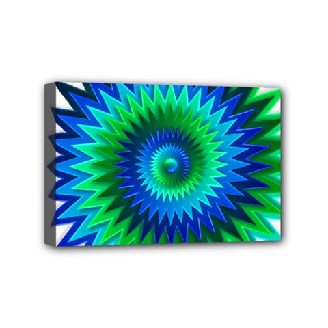 Star 3d Gradient Blue Green Mini Canvas 6  X 4  by Nexatart