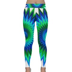 Star 3d Gradient Blue Green Classic Yoga Leggings by Nexatart