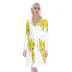 Flowers Spring Yellow Spring Onion Long Sleeve Velvet Front Wrap Dress by Nexatart