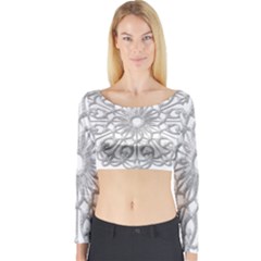 Scrapbook Side Lace Tag Element Long Sleeve Crop Top by Nexatart