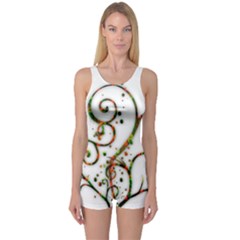 Scroll Magic Fantasy Design One Piece Boyleg Swimsuit