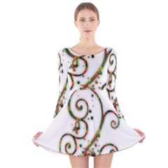 Scroll Magic Fantasy Design Long Sleeve Velvet Skater Dress