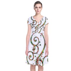 Scroll Magic Fantasy Design Short Sleeve Front Wrap Dress