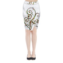 Scroll Magic Fantasy Design Midi Wrap Pencil Skirt