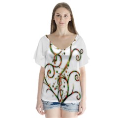 Scroll Magic Fantasy Design Flutter Sleeve Top