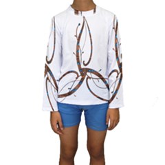 Abstract Shape Stylized Designed Kids  Long Sleeve Swimwear