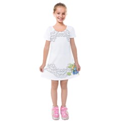 Scrapbook Element Lace Embroidery Kids  Short Sleeve Velvet Dress by Nexatart