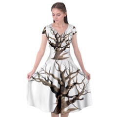 Tree Isolated Dead Plant Weathered Cap Sleeve Wrap Front Dress by Nexatart