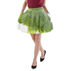 Broccoli Bunch Floret Fresh Food A-line Pocket Skirt by Nexatart