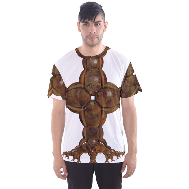 Cross Golden Cross Design 3d Men s Sport Mesh Tee