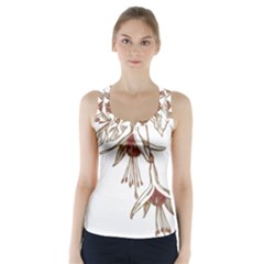 Floral Spray Gold And Red Pretty Racer Back Sports Top by Nexatart