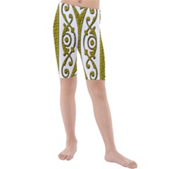 Gold Scroll Design Ornate Ornament Kids  Mid Length Swim Shorts