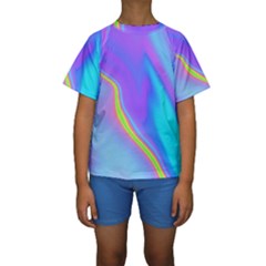 Aurora Color Rainbow Space Blue Sky Purple Yellow Kids  Short Sleeve Swimwear by Mariart