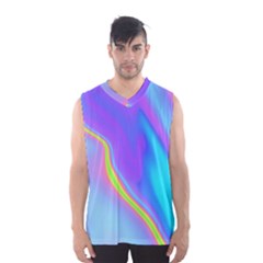 Aurora Color Rainbow Space Blue Sky Purple Yellow Men s Basketball Tank Top by Mariart