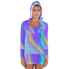 Aurora Color Rainbow Space Blue Sky Purple Yellow Women s Long Sleeve Hooded T-shirt by Mariart