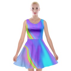 Aurora Color Rainbow Space Blue Sky Purple Yellow Velvet Skater Dress by Mariart