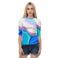 Aurora Color Rainbow Space Blue Sky Purple Yellow Green Quarter Sleeve Tee