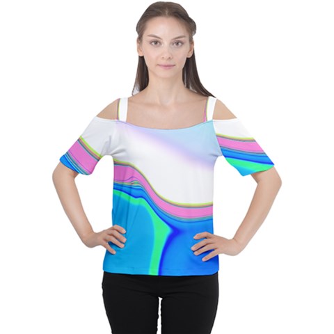 Aurora Color Rainbow Space Blue Sky Purple Yellow Green Women s Cutout Shoulder Tee by Mariart