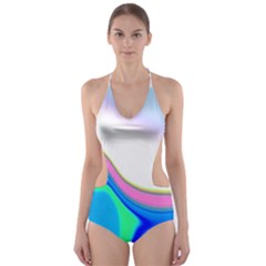 Aurora Color Rainbow Space Blue Sky Purple Yellow Green Cut-out One Piece Swimsuit by Mariart