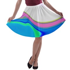 Aurora Color Rainbow Space Blue Sky Purple Yellow Green A-line Skater Skirt by Mariart