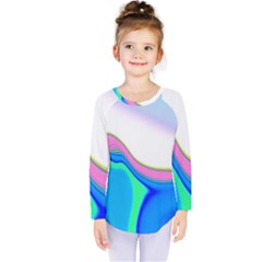 Aurora Color Rainbow Space Blue Sky Purple Yellow Green Kids  Long Sleeve Tee