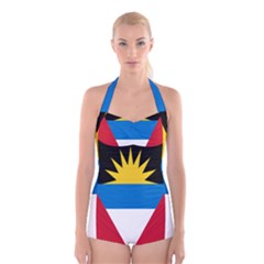 Banner Flag Sun Line Chevron Red White Black Blue Boyleg Halter Swimsuit 