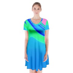Aurora Color Rainbow Space Blue Sky Short Sleeve V-neck Flare Dress by Mariart