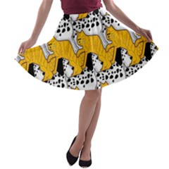 Animals Cat Dog Dalmation A-line Skater Skirt by Mariart