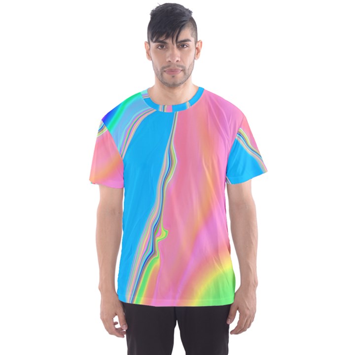 Aurora Color Rainbow Space Blue Sky Purple Yellow Green Pink Men s Sport Mesh Tee