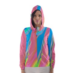 Aurora Color Rainbow Space Blue Sky Purple Yellow Green Pink Hooded Wind Breaker (women)