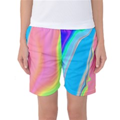 Aurora Color Rainbow Space Blue Sky Purple Yellow Green Pink Women s Basketball Shorts by Mariart