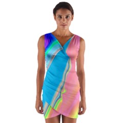Aurora Color Rainbow Space Blue Sky Purple Yellow Green Pink Wrap Front Bodycon Dress