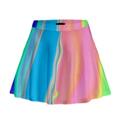 Aurora Color Rainbow Space Blue Sky Purple Yellow Green Pink Mini Flare Skirt by Mariart