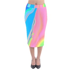 Aurora Color Rainbow Space Blue Sky Purple Yellow Green Pink Velvet Midi Pencil Skirt by Mariart