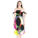 Apollonius Color Multi Circle Polkadot Shoulder Tie Bardot Midi Dress View1