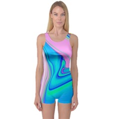 Aurora Color Rainbow Space Blue Sky Purple Yellow Green Pink Red One Piece Boyleg Swimsuit by Mariart