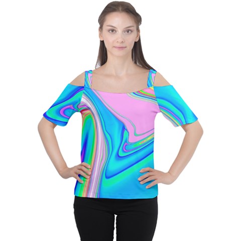Aurora Color Rainbow Space Blue Sky Purple Yellow Green Pink Red Women s Cutout Shoulder Tee by Mariart