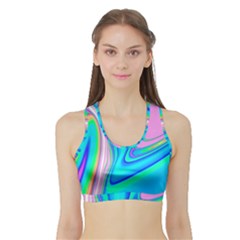 Aurora Color Rainbow Space Blue Sky Purple Yellow Green Pink Red Sports Bra With Border by Mariart