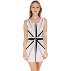 Compase Star Rose Black White Sleeveless Bodycon Dress